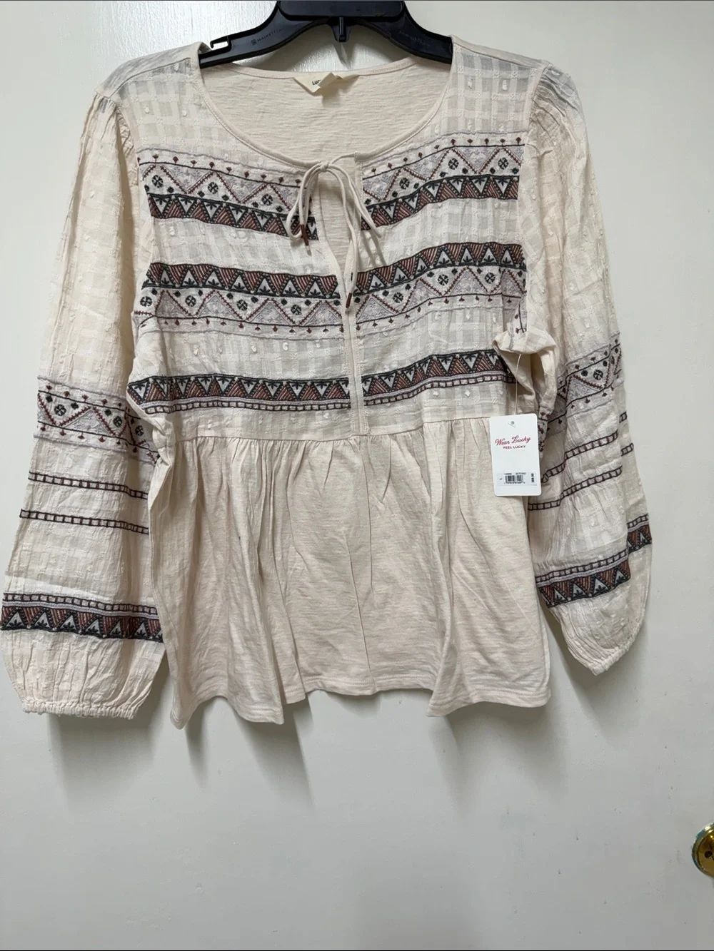 NWT Lucky Brand Blush Pink Embroidered Boho Tunic - Picture 1 of 3